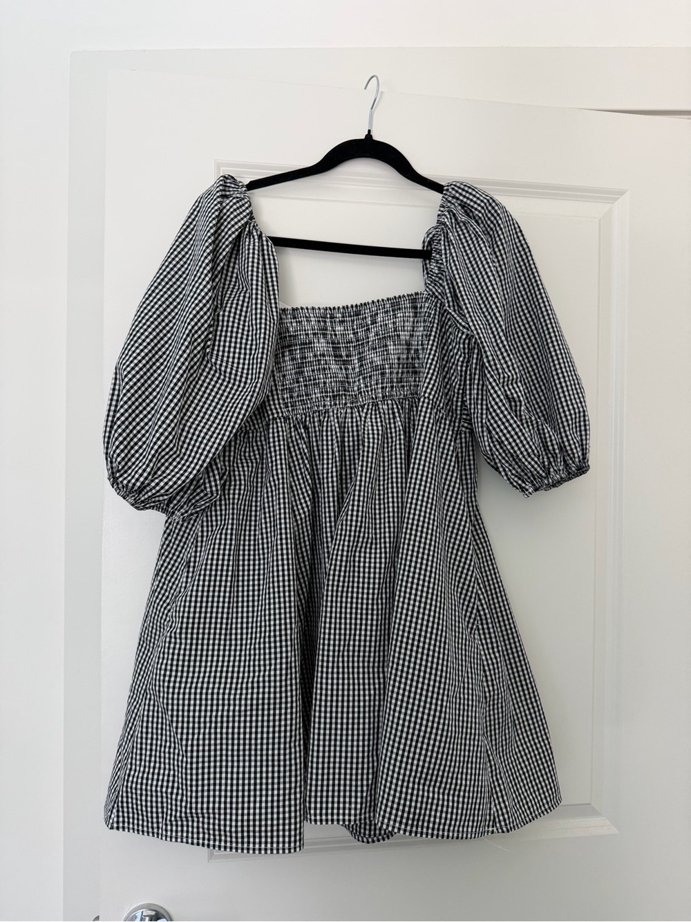 Gingham A&F Emerson Poplin Puff Sleeve Mini Dress - Picture 3 of 4